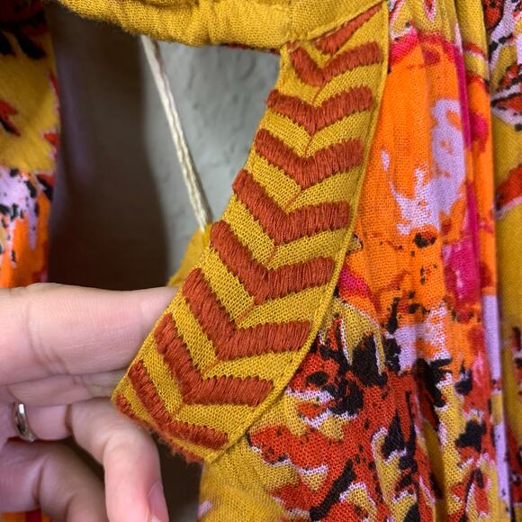 FREE PEOPLE Jumpsuit XS‎ Falling Flowers Off Shoulder Wide Leg Boho Flowy Sleeve - Picture 12 of 15